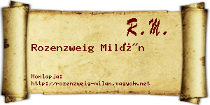 Rozenzweig Milán névjegykártya